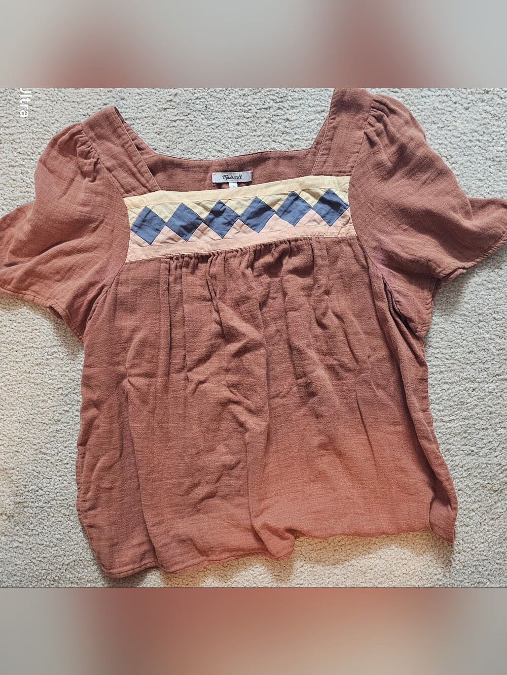 Madewell Patchwork Square-Neck Top is a boho-inspired, relaxed-fit blouse Size L - Picture 7 of 10